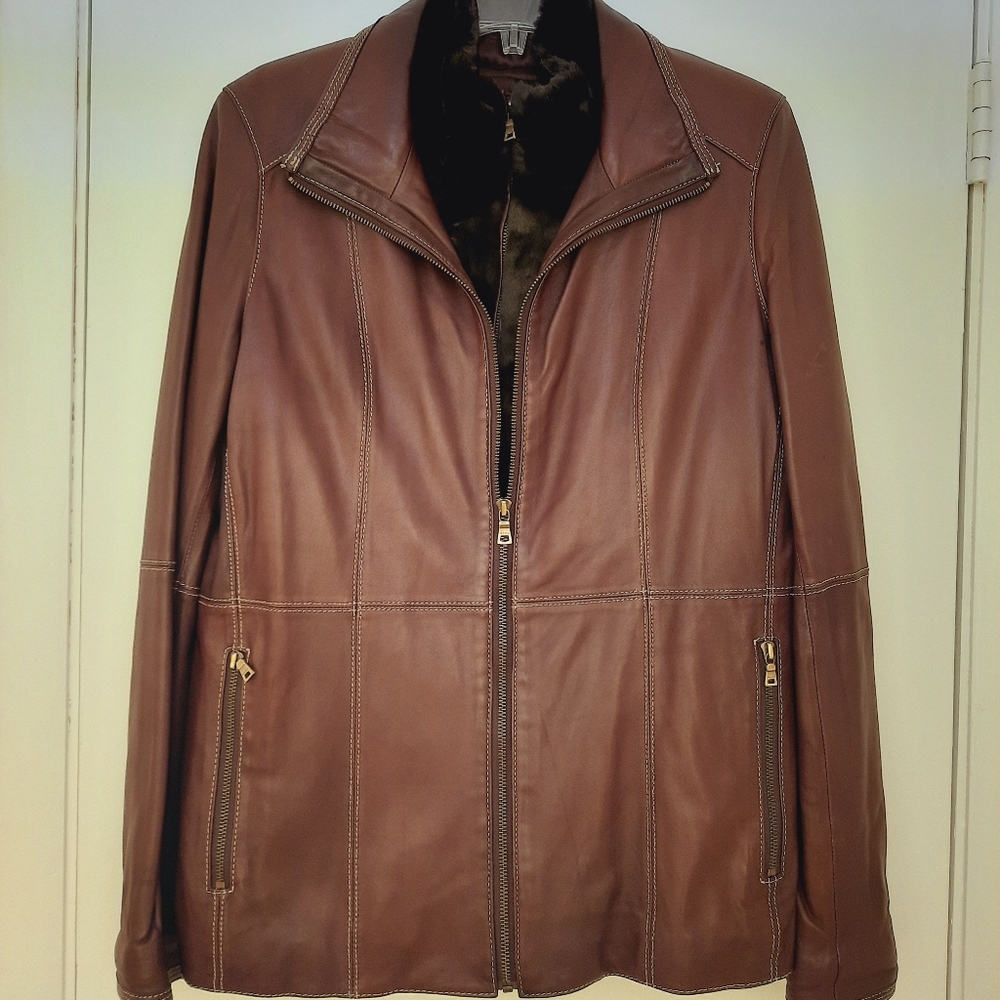 Marc New York brown soft leather removable lined insulated jacket size XL. - Picture 1 of 16